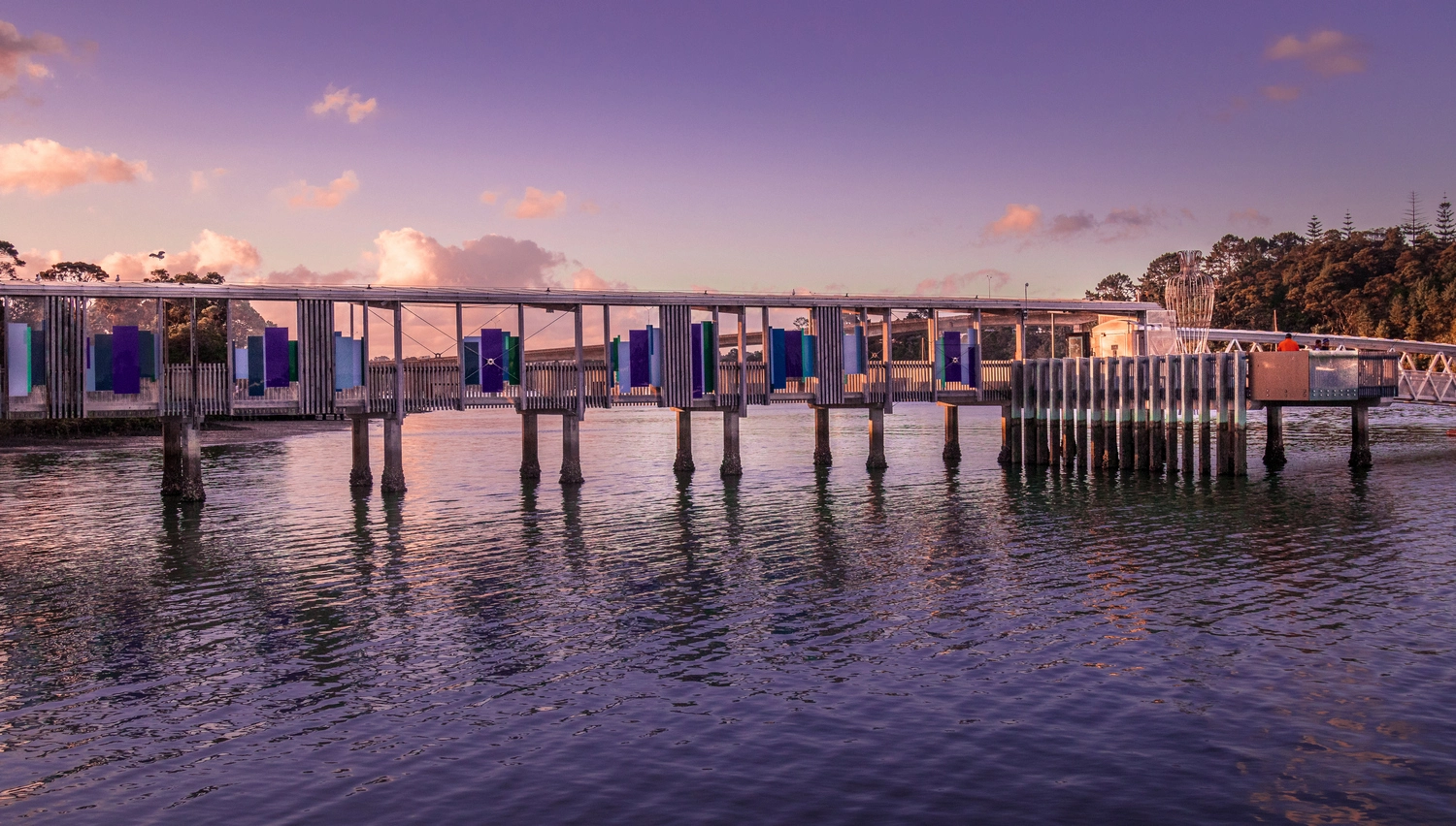Wharf at Hobsonville Point near sunset